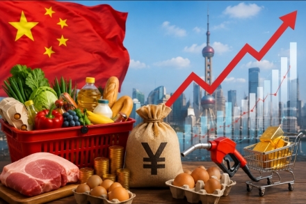 中, 4월 CPI 1.2% 상승…휘발유 19.3% 급등·돼지고기 15.2% 하락